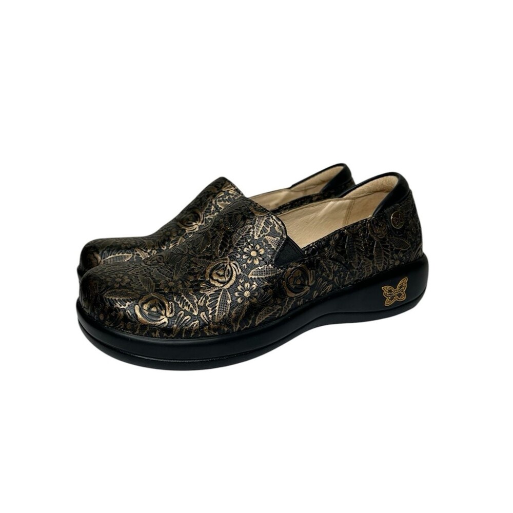 Alegria Keli Professional Bronze Age Leather Slip On Slip shoes Clog Sz 35